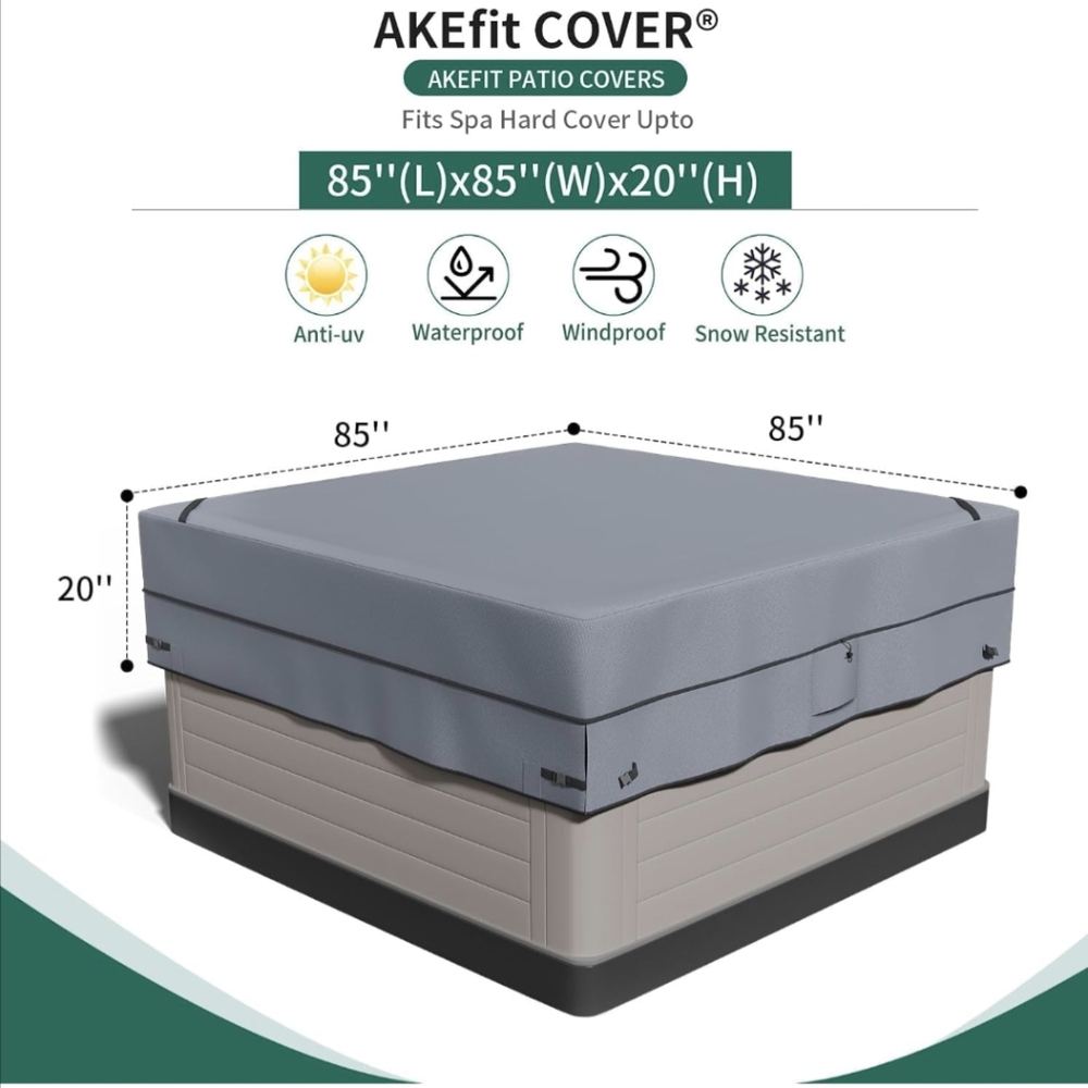 Nwt Heavyduty Waterproof Oxford Material SPA Cover for 85''x 85''Hot Tub cover